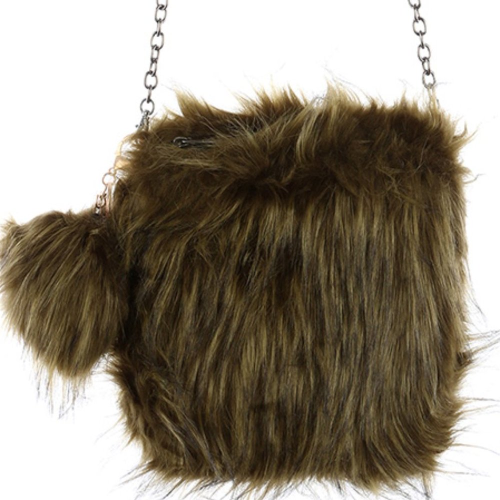 $10 ✿ FAUX FUR SQUARE CROSS-BODY BAG